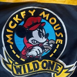 Disney Mickey Mouse Wild One Bomber Jacket - Black, Red, and Yellow Herf Jones